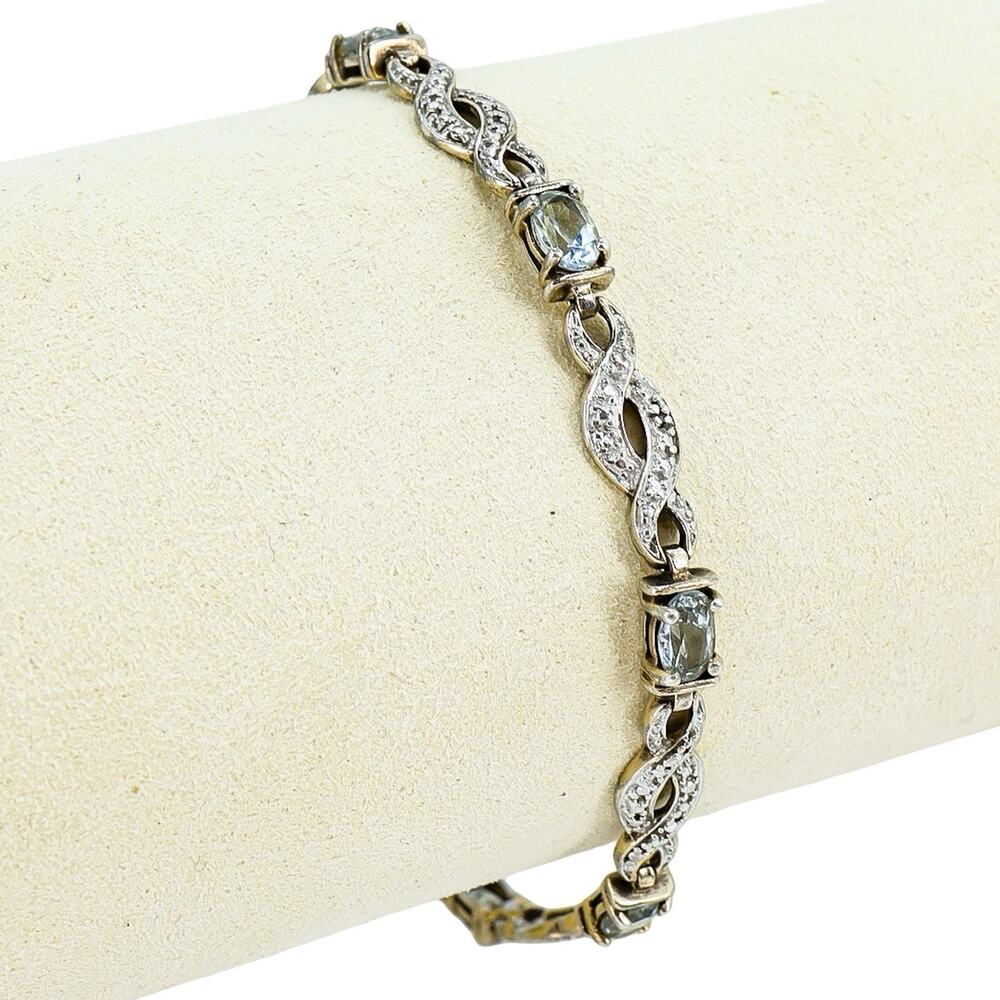 Ross Simons Blue Topaz Sterling Silver Infinity Link Bracelet, 7.5”, 10.3g